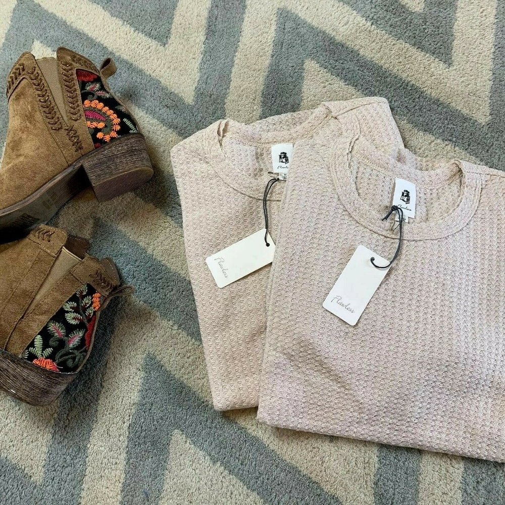 New Cream Thermal Peplum Sweater Knit Top Blouse - Picture 4 of 6
